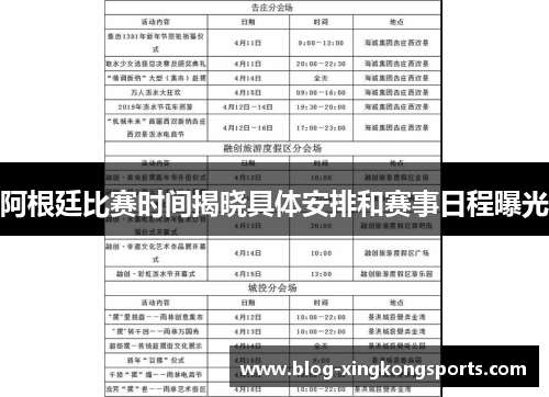 阿根廷比赛时间揭晓具体安排和赛事日程曝光